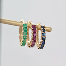 Load image into Gallery viewer, Diamond Huggie Hoop Earrings, 10K 14K 18K Solid Gold (Copy)