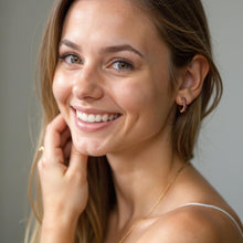 Load image into Gallery viewer, Diamond Huggie Hoop Earrings, 10K 14K 18K Solid Gold (Copy)