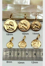 Load image into Gallery viewer, Angel Pendant Gold, 8mm-18mm, 10K 14K 18K Angel Medal Solid Gold, Personalized Gift for Baptism, Birthday Gift, Mothers Day Gift