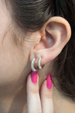Load image into Gallery viewer, Diamond Huggie Hoop Earrings, 10K 14K 18K Solid Gold (Copy)