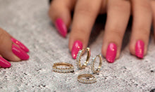 Load image into Gallery viewer, Diamond Huggie Hoop Earrings, 10K 14K 18K Solid Gold (Copy)