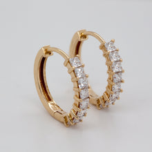 Load image into Gallery viewer, Diamond Huggie Hoop Earrings, 10K 14K 18K Solid Gold (Copy)