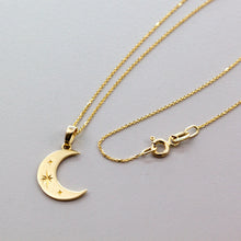 Load image into Gallery viewer, Crescent Moon Necklace, 10K Solid Gold Half Moon
