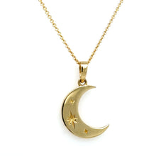 Load image into Gallery viewer, Crescent Moon Necklace, 10K Solid Gold Half Moon