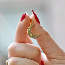 Load image into Gallery viewer, Crescent Moon Necklace, 10K Solid Gold Half Moon