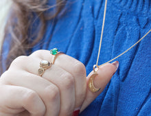 Load image into Gallery viewer, Crescent Moon Necklace, 10K Solid Gold Half Moon