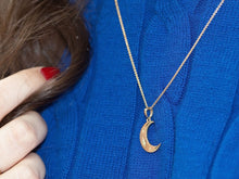 Load image into Gallery viewer, Crescent Moon Necklace, 10K Solid Gold Half Moon