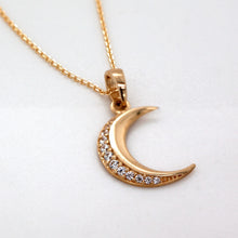 Load image into Gallery viewer, Crescent Moon Gold Necklace, 10K Solid Gold Celestial Pendant, Dainty Minimalist Jewelry, Birthday Gift for Sister, Christmas Exchange Gifts