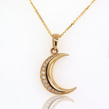 Load image into Gallery viewer, Crescent Moon Gold Necklace, 10K Solid Gold Celestial Pendant, Dainty Minimalist Jewelry, Birthday Gift for Sister, Christmas Exchange Gifts