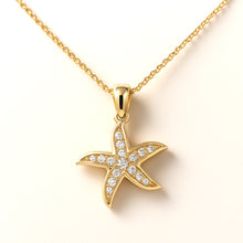 Load image into Gallery viewer, Star Gold Pendant, 10K Solid Gold Star Necklace, Cubic Zirconia Celestial Jewelry, Birthday Gift for Women, Mothers Day Gift