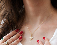 Load image into Gallery viewer, Star Gold Pendant, 10K Solid Gold Star Necklace, Cubic Zirconia Celestial Jewelry, Birthday Gift for Women, Mothers Day Gift