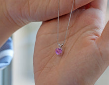 Load image into Gallery viewer, Pink Heart Pendant, 10K Solid Gold Heart Necklace, Sweetheart Love Gift, Birthday Gift for Girlfriend,