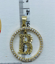 Load image into Gallery viewer, B Initial Gold Pendant, Circle Initial Necklace, 10K Gold Letter Pendant, Personalized Gift, Birthday Gift for Men,