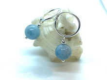 Load image into Gallery viewer, Natural Aquamarine Earrings, Sterling Silver, 10mm, Round Aquamarine Gemstone, March Birthstone, Birthday Gift For Wife,