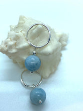 Load image into Gallery viewer, Natural Aquamarine Earrings, Sterling Silver, 10mm, Round Aquamarine Gemstone, March Birthstone, Birthday Gift For Wife,