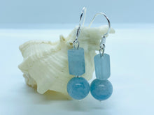 Load image into Gallery viewer, Natural Aquamarine Earrings, Sterling Silver Earrings, Round and Faceted Aquamarine, Natural Gemstone, Gift for her, Birthday Gift Women