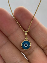 Load image into Gallery viewer, Gold Evil Eye Necklace, 14K Solid Gold, Evil Eye Charm, Small Amulet Talisman, Protection Charm, Birthday Gift for Women, Mothers Day