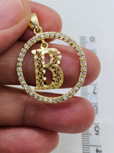 Load image into Gallery viewer, B Initial Gold Pendant, Circle Initial Necklace, 10K Gold Letter Pendant, Personalized Gift, Birthday Gift for Men,