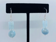 Load image into Gallery viewer, Natural Aquamarine Earrings, Sterling Silver Earrings, Round and Faceted Aquamarine, Natural Gemstone, Gift for her, Birthday Gift Women