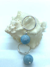 Load image into Gallery viewer, Natural Aquamarine Earrings, Sterling Silver, 10mm, Round Aquamarine Gemstone, March Birthstone, Birthday Gift For Wife,