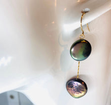 Load image into Gallery viewer, Gold Pearl Earrings, 14K Solid Gold Coin Pearl Earrings, Natural Pearl Dangle Earrings, Birthday Gift for Women, Mother’s Day Gift for Wife