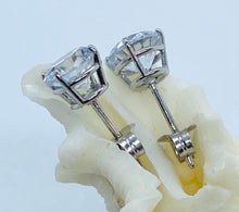 Load image into Gallery viewer, 14K Solitaire Stud Earrings, Classic Design, Solid Gold 6mm Cubic Zirconia Stud Earrings, Simple