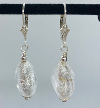 Load image into Gallery viewer, Murano White Earrings, Sterling Silver Earrings, Handmade Earrings, Bridesmaids Gift, Birthday Gift Women, nts