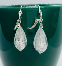 Load image into Gallery viewer, Murano White Earrings, Sterling Silver Earrings, Handmade Earrings, Bridesmaids Gift, Birthday Gift Women, nts