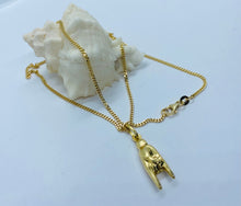 Load image into Gallery viewer, 18K Good Luck Hand Pendant, 25mm, Unisex Gold Luck Charm,