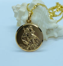 Load image into Gallery viewer, Saint Christopher Pendant, Solid Gold And Big Medallion, Birthday Gift for Men, Gift for Drivers, Gift For Pilots, Fathers Day Gift for Dad