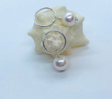 Load image into Gallery viewer, Natural Pearl Hoop Earrings, 10MM Freshwater Pearl Earrings, Pearl Jewelry Bride, Bridesmaid Gift, Birthday Gift Women,