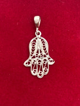 Load image into Gallery viewer, Hamsa Gold Necklace, 14K White Hamsa Pendant, Religious Fine Jewelry