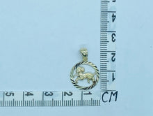 Load image into Gallery viewer, Aries Zodiac Pendant, 10K Solid Yellow Gold, Aries Zodiac Sign Necklace, Diamond Cut Pendant, Birthday Gift March 21-April 19