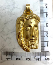 Load image into Gallery viewer, Big Jesus Head Pendant, 40MM, 18K Solid Gold, Religious Jewelry Pendant