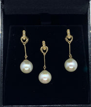 Load image into Gallery viewer, 14K Japanese Pearl Set with Natural Diamond