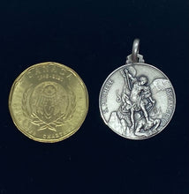 Load image into Gallery viewer, Saint Michael The Archangel, 25MM, 925 Sterling Silver, Round St. Michelle Medal, Birthday Gift For Men, Gift for Police, Gift for Soldiers
