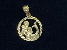 Load image into Gallery viewer, Aquarius Zodiac Sign Pendant, 10K Solid Gold Aquarius Necklace, Diamond Cut, Birthday Gift for Jan 22- Feb 21,