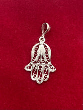 Load image into Gallery viewer, Hamsa Gold Necklace, 14K White Hamsa Pendant, Religious Fine Jewelry