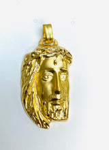 Load image into Gallery viewer, Big Jesus Head Pendant, 40MM, 18K Solid Gold, Religious Jewelry Pendant