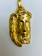 Load image into Gallery viewer, Big Jesus Head Pendant, 40MM, 18K Solid Gold, Religious Jewelry Pendant