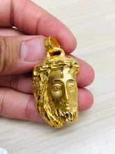 Load image into Gallery viewer, Big Jesus Head Pendant, 40MM, 18K Solid Gold, Religious Jewelry Pendant