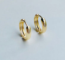 Load image into Gallery viewer, Gold Huggie Hoop, 14K Solid Gold Mini Hoop Huggie, Bombé Hoop Earrings, Small Plain Huggies, Everyday Earrings, Birthday Gift for Women