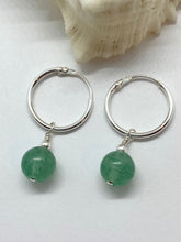 Load image into Gallery viewer, Natural Aventurine Earrings, Sterling Silver Hoop Earrings, Natural Aventurine Gemstone, Birthday Gift Women Women,