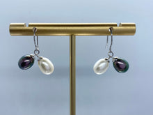 Load image into Gallery viewer, 14K Pearl Gold Earrings, White and Black Pearl, Bridesmaids Gift, Birthday Gift for Women, Mother’s Day Gift For Daughter