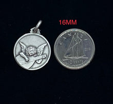 Load image into Gallery viewer, Angel Musician Necklace , 16MM, Angelo Musicante, The Playing Cherub Pendant, 925 Sterling Silver, Baby Baptism Gift, Birthday Gift Baby