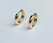 Load image into Gallery viewer, Gold Huggie Hoop, 14K Solid Gold Mini Hoop Huggie, Bombé Hoop Earrings, Small Plain Huggies, Everyday Earrings, Birthday Gift for Women