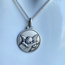 Load image into Gallery viewer, Angel Musician Necklace , 16MM, Angelo Musicante, The Playing Cherub Pendant, 925 Sterling Silver, Baby Baptism Gift, Birthday Gift Baby