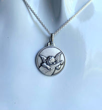 Load image into Gallery viewer, Angel Musician Necklace , 16MM, Angelo Musicante, The Playing Cherub Pendant, 925 Sterling Silver, Baby Baptism Gift, Birthday Gift Baby