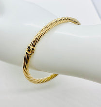 Load image into Gallery viewer, Gold Bangle Bracelet, 4MM, 10K Solid White Gold Twist Bangle, Oval Swirl Bracelet, Birthday Gift for Women, For Wife