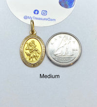 Load image into Gallery viewer, Saint Christopher Pendant, 10K 14K 18K, Oval Religious Medal, Italian Gold Necklace, Birthday Gift for Travellers, Mothers Day Gift